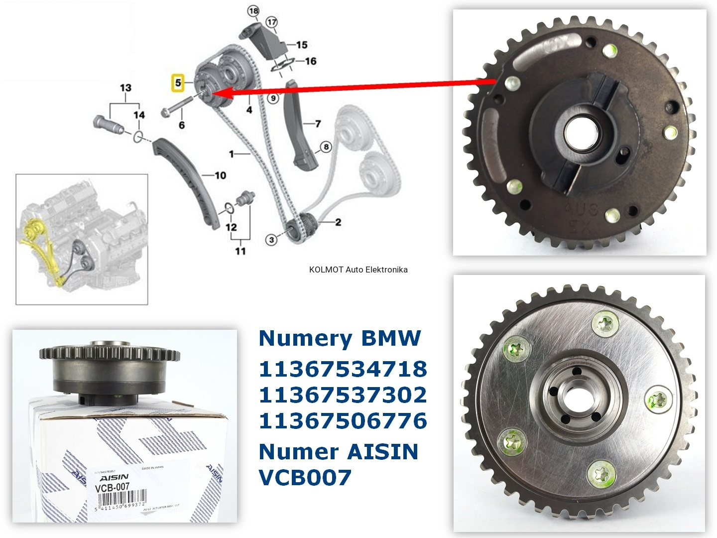 Koło zmiennych faz rozrządu bmw 5 6 7 x5 oryginał aisin
