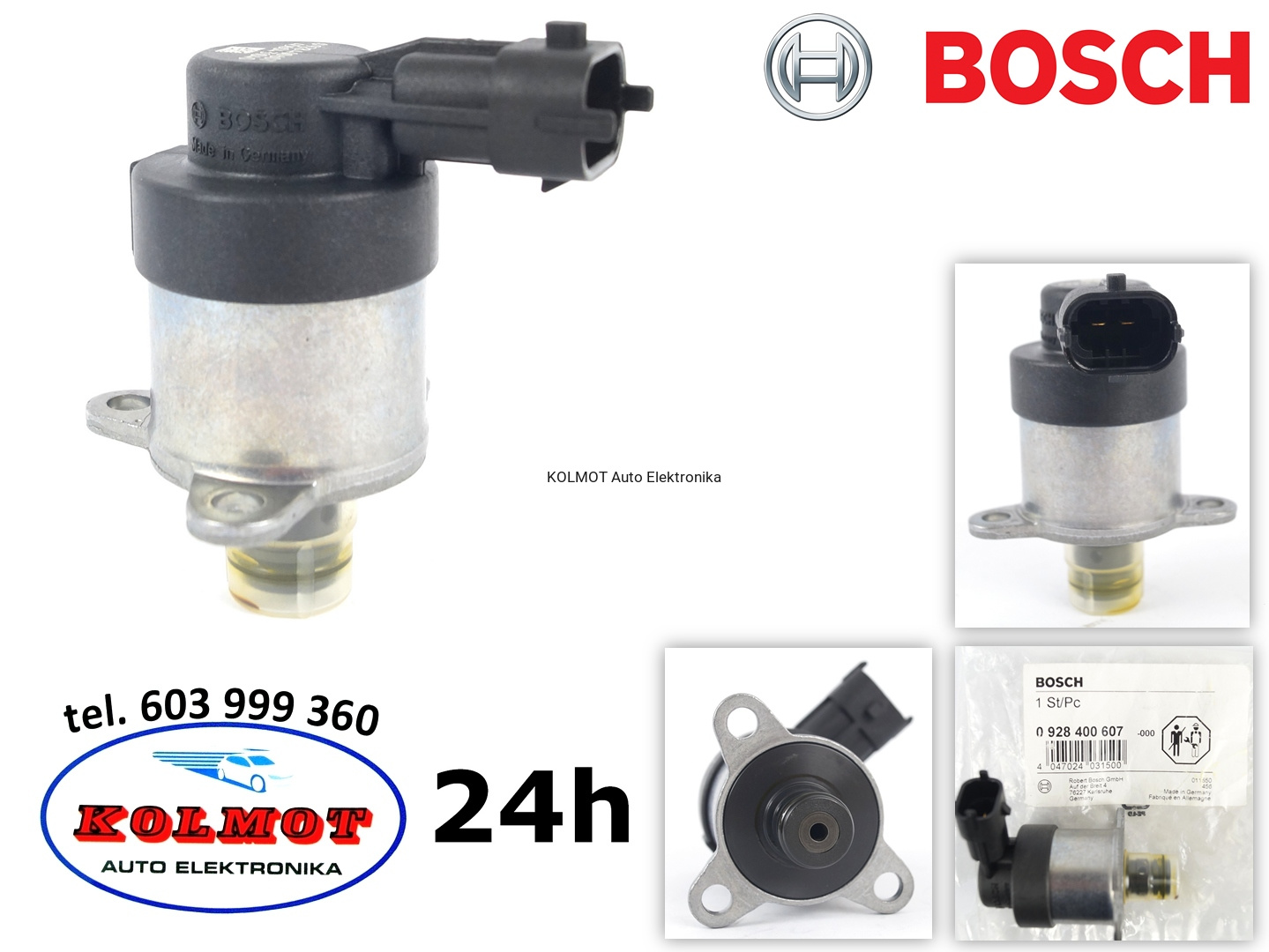 Zawór Ciśnienia Paliwa Czujnik Listwy Pompy Wtryskowej Regulator Common Rail Citroen Ford Peugeot 1.6 Hdi / Tdci Oryginał Bosch 0928400607 - Zawory Dawkujące Bosch / Zawory Ciśnienia Paliw - Kolmot Auto Elektronika