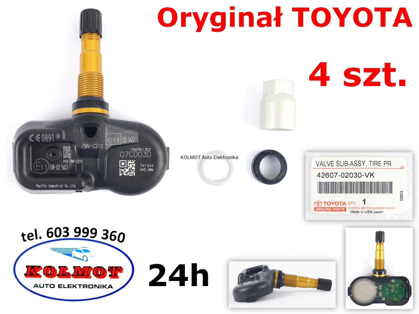 Czujnik Tpms Ciśnienia Opon Powietrza W Oponach Oponie Oryginał Toyota Cena Za Komplet 4 Szt. 4260702030Vk - Czujniki Ciśnienia W Oponach / Czujniki - Kolmot Auto Elektronika