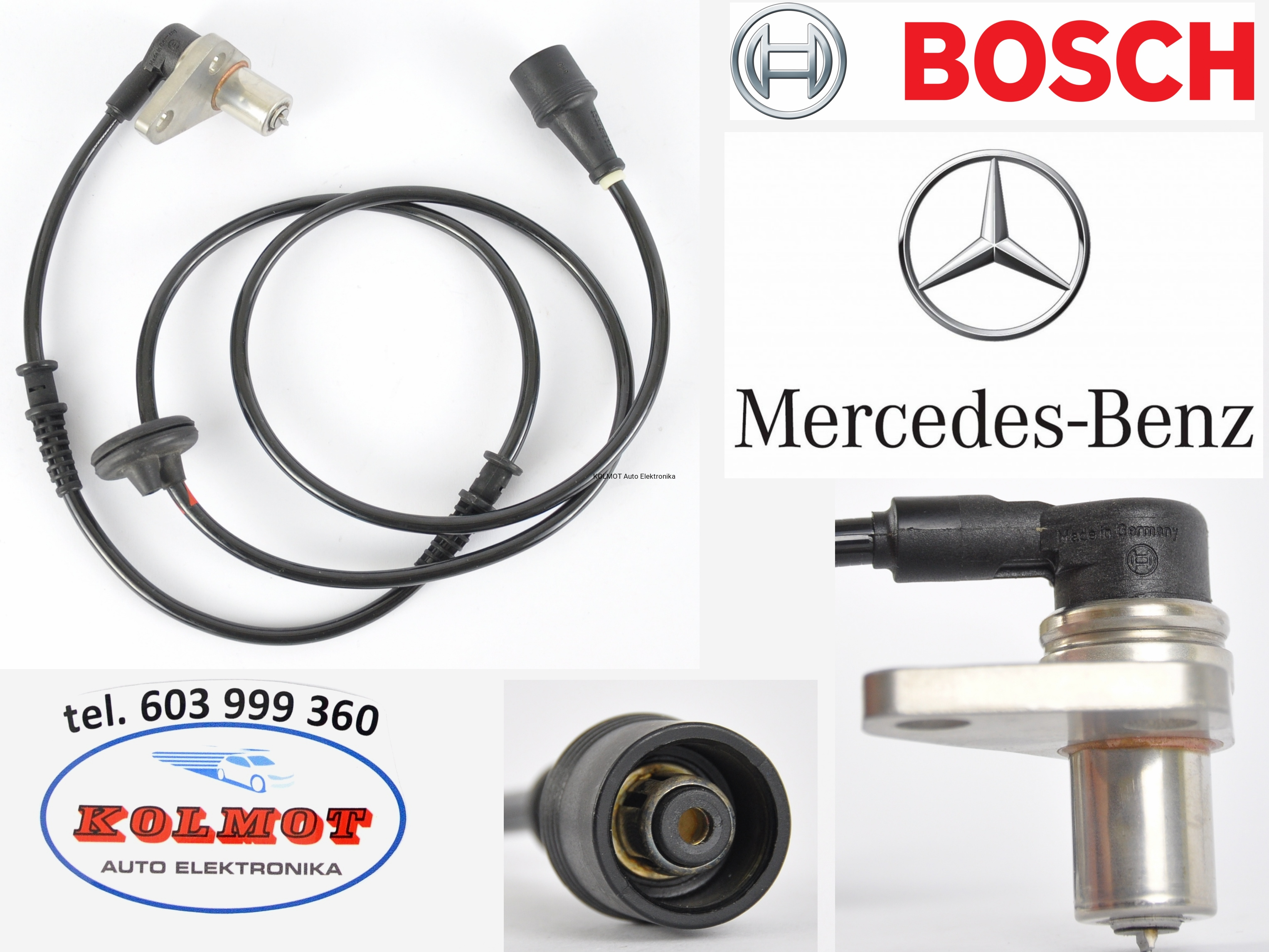 Czujnik Abs Czujnik Prędkości Obrotowej Koła Mercedes W124 / S124 Oryginał Bosch 0265001300 - Czujniki Abs Prędkości Koła / Czujniki - Kolmot Auto Elektronika