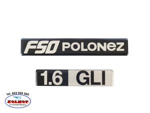 Naklejka emblemat znaczek  FSO POLONEZ "FSO POLONEZ" + "1.6 GLI"
